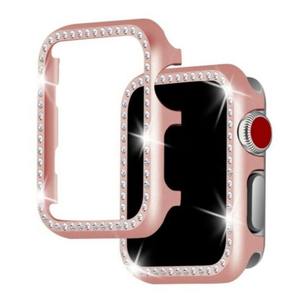 44mm Pink Women's Bling Crystal Diamonds Case For Apple Watch L204 - Picture 1 of 4